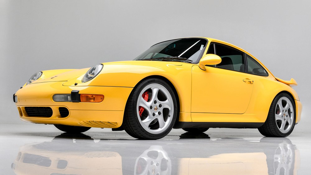 A 1996 Porsche 911 Turbo in Speed Yellow.