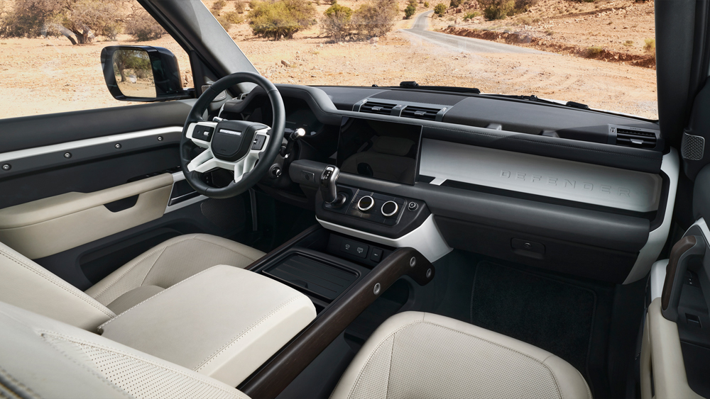 The interior of the 2023 Land Rover Defender 130.