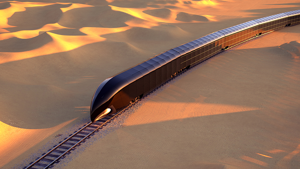 A rendering of superyacht designer Thierry Gaugain’s futuristic G-Train