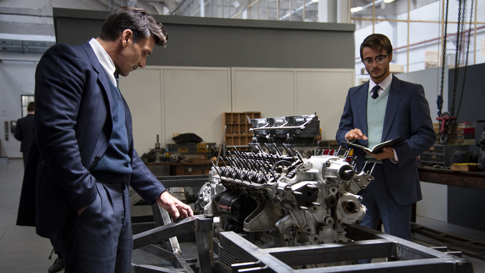 A scene from Lamborghini: The Man Behind the Legend, with Frank Grillo (left) as Ferruccio Lamborghini.